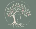 Bina Therapy logo featuring a stylized tree with leaves forming a human profile